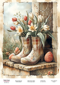 Decoupage card «Spring flowers-06» #00087, 21cm x 29,7cm