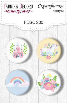 Set mit 4 Flair-Knöpfen zum Scrapbooking "Believe in Miracle 1" #200