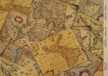 Kraft decoupage paper, 21x29,7cm, “Travels”, #00100