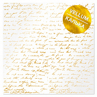 Gold foil vellum sheet, pattern Golden Text 12"x12"