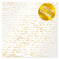 лист кальки (веллум) с золотым узором golden text 30,5х30,5 см
