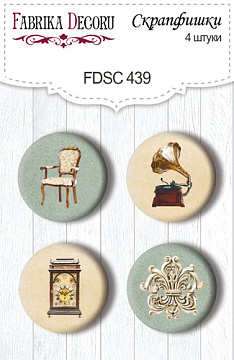 Set mit 4 Flair-Buttons zum Scrapbooking von Family Heritage #439