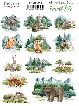 Set of stickers 12pcs Forest life #253