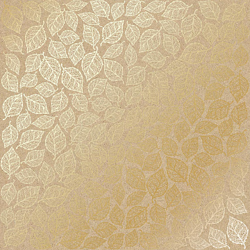Sheet of single-sided paper with gold foil embossing, pattern Golden Leaves mini, color Kraft