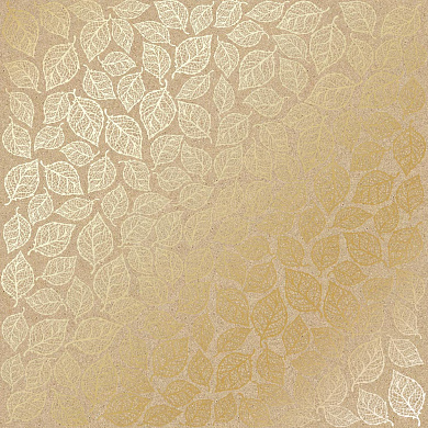 лист односторонней бумаги с фольгированием, дизайн golden leaves mini, kraft, 30,5см х 30,5см