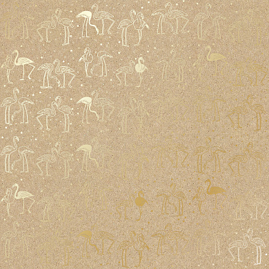 лист односторонней бумаги с фольгированием, дизайн golden flamingo kraft, 30,5см х 30,5 см