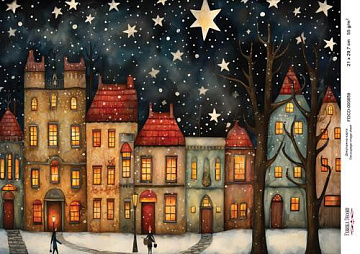 Decoupage card «Christmas houses-09» #000859, 21cm x 29,7cm