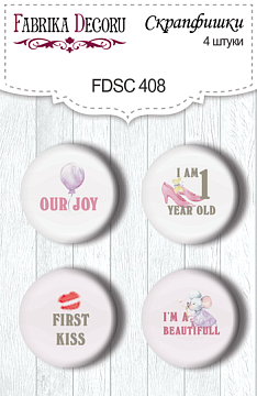 Set of 4pcs flair buttons for scrabooking My little mousy girl RU #408