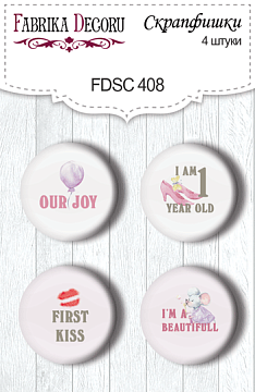 Set mit 4 Flair-Buttons zum Scrapbooking My little mousy girl RU #408