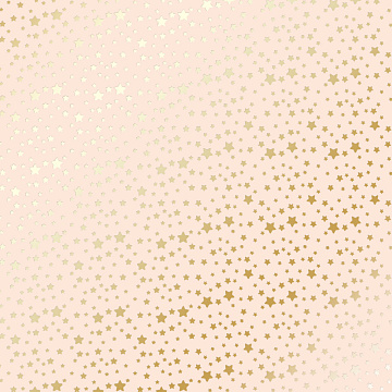Sheet of single-sided paper with gold foil embossing, pattern Golden stars Beige, 12"x12"