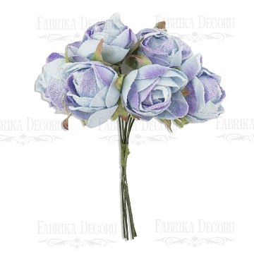  Bouquet of peony bud light blue with violet, 6pcs