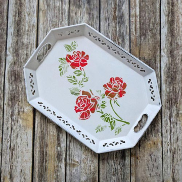 Stencil for decoration XL size (30*21cm), Rose with leaves #019 - 2