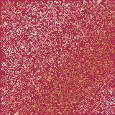 лист односторонней бумаги с фольгированием, дизайн golden poinsettia blackberry, 30,5см х 30,5 см
