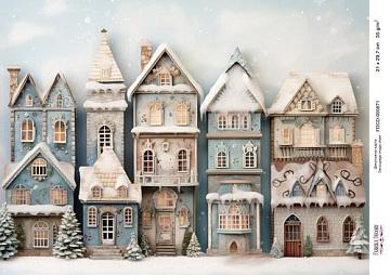 Decoupage card «Christmas houses-021» #000871, 21cm x 29,7cm