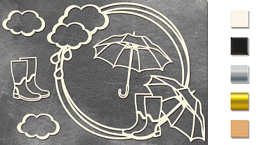  Набор чипбордов "Круглая рамка с зонтиками" #473 color_Milk