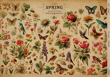 Kraftowy papier do decoupage, 42x29,7 cm, „Botanica Kraft”, #0029