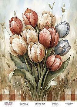 Decoupage card «Spring flowers-02» #000887, 21cm x 29,7cm