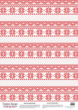 Deco vellum colored sheet Red on white embroidery, A3 (11,7" х 16,5")
