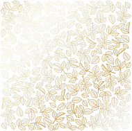 Sheet of single-sided paper embossed by golden foil "Golden Rose leaves, color White"