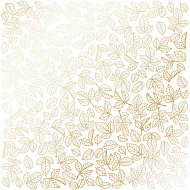 лист односторонней бумаги с фольгированием golden rose leaves, color white 30,5х30,5 см