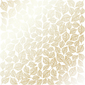 лист односторонней бумаги с фольгированием, дизайн golden leaves mini, white, 30,5см х 30,5см