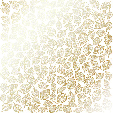 Sheet of single-sided paper with gold foil embossing, pattern Golden Leaves mini, color White