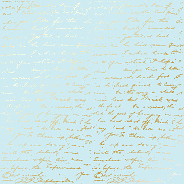 Einseitig bedruckter Papierbogen mit Goldfolienprägung, Muster "Goldener Text Blau"