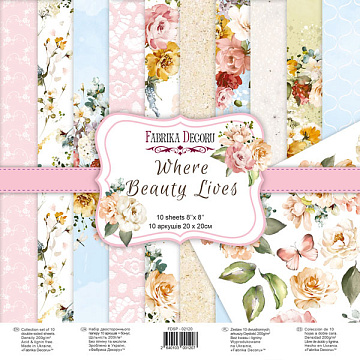 Double-sided scrapbooking paper set Where beauty lives 8"x8", 10 sheets