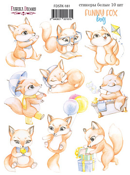 Set of stickers 10 pcs Funny fox boy #181