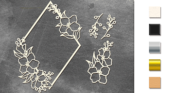 Chipboard embellishments set, "Flower in a rhombus" #347
