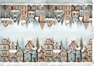 Decoupage Card Houses (Curb)-4, #0950, 29.7x42cm