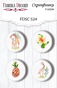 Set of 4pcs flair buttons for scrabooking Safari for kids #524