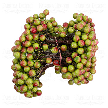 Set of lacquer guelder rose berries mini, Green-red, 20pcs