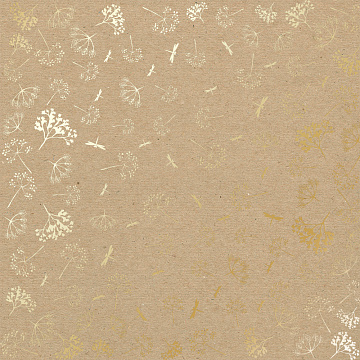 Blatt einseitig bedrucktes Papier mit Goldfolienprägung, Muster Golden Dill Kraft, 12"x12"