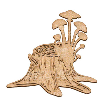  Art board Stump with mushrooms 30х29 cm