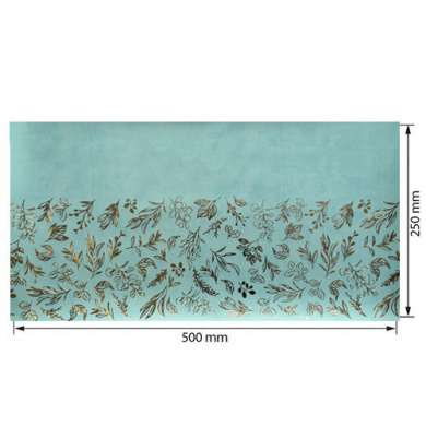 отрез кожзама с тиснением золотой фольгой, дизайн golden branches mint, 50см х 25см - 2