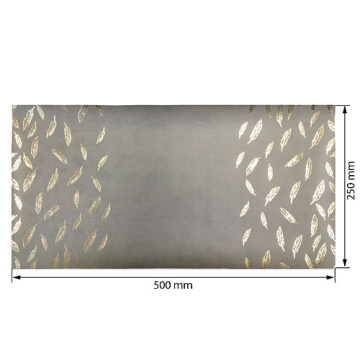 Piece of PU leather for bookbinding with gold pattern Golden Feather Gray, 50cm x 25cm - 2