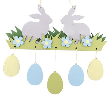 wooden diy coloring set, pendant plate "easter bunnies", #012 - 2 wooden diy coloring set, pendant plate "easter bunnies", #012 - 2