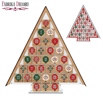 Advent calendar Christmas tree for 31 days with stickers numbers, DIY kit - 2