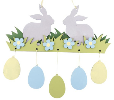 wooden diy coloring set, pendant plate "easter bunnies", #012 - 2