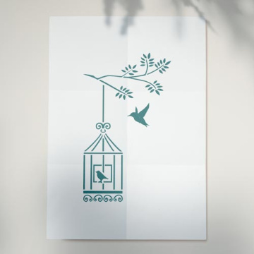 Stencil mini for crafts 15x10cm "Bird in a cage 2" #151_2 - 2 Stencil mini for crafts 15x10cm "Bird in a cage 2" #151_2 - 2