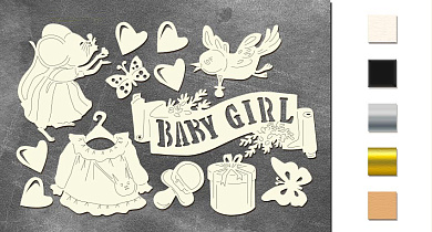  Набор чипбордов My little mousy girl 10х15 см #616 color_Milk