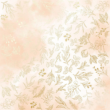 Sheet of single-sided paper with gold foil embossing, pattern "Golden Branches, color Beige watercolor,