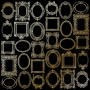 Sheet of single-sided paper with gold foil embossing, pattern "Golden Frames Black"