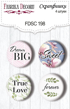 Set of 4pcs flair buttons for scrabooking "Tender orchid" EN #198