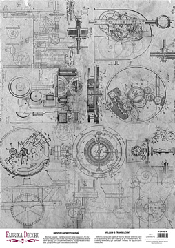 Arkusz kalki z nadrukiem, Deco Vellum, format A3 (11,7" х 16,5"), "Grunge Technical drawing"