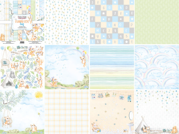 Double-sided scrapbooking paper set Funny fox boy 12"x12", 10 sheets - 2 Double-sided scrapbooking paper set Funny fox boy 12"x12", 10 sheets - 2