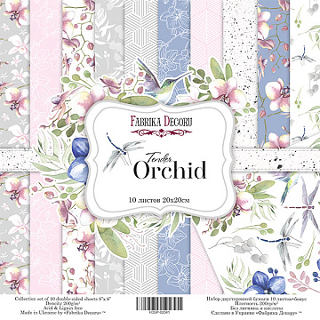 Doppelseitiges Scrapbooking-Papierset Tender orchid, 20 cm x 20 cm, 10 Blätter