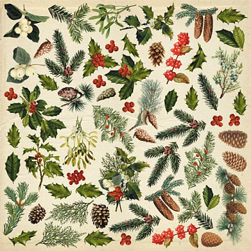 Blatt mit Bildern zum Schneiden. Sammlung Botanisches Wintertagebuch