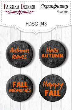 Set of 4pcs flair buttons for scrabooking "Botany autumn redesign" EN #343